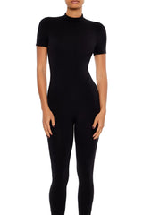 Fitted Mock Neck Jumpsuit
