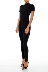 Fitted Mock Neck Jumpsuit