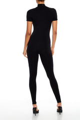 Fitted Mock Neck Jumpsuit