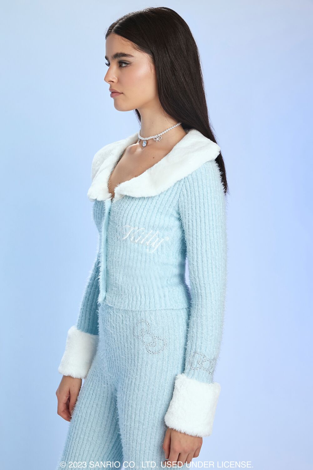 Faux Fur Hello Kitty Cardigan Sweater