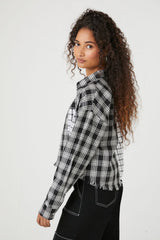 Cropped Plaid Flannel Shirt