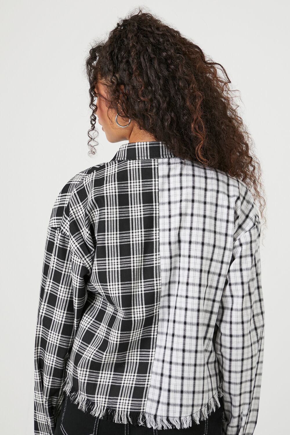 Cropped Plaid Flannel Shirt
