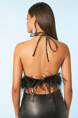 Feather Halter Crop Top