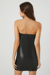 Faux Leather Foldover Tube Dress
