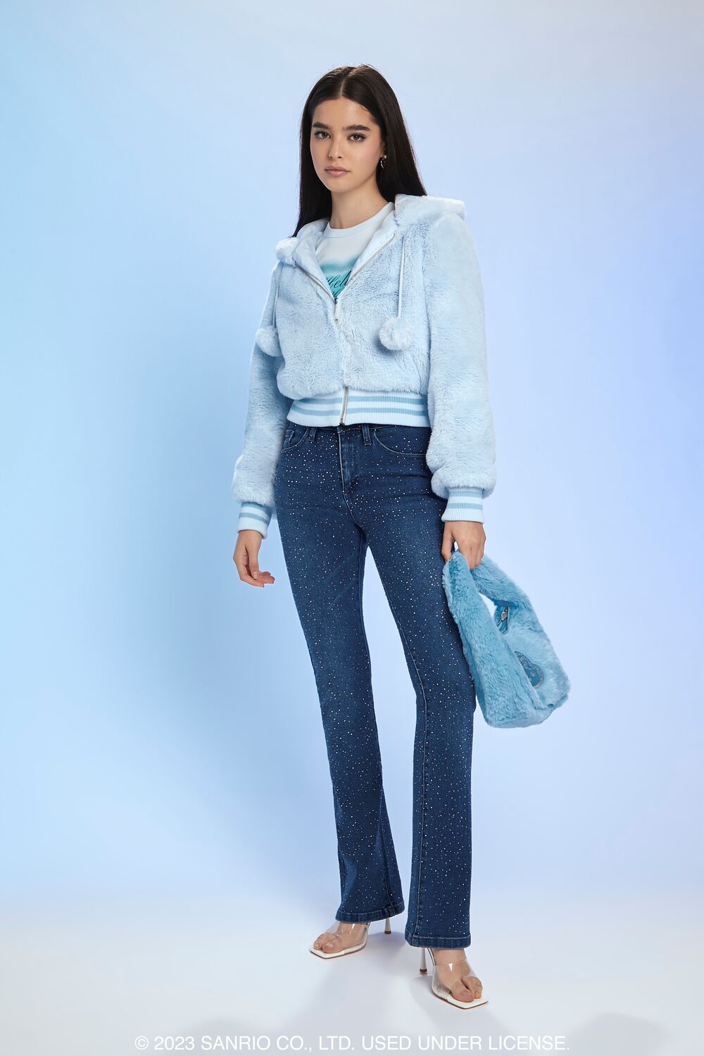 Faux Fur Angel Hello Kitty Zip-Up Hoodie