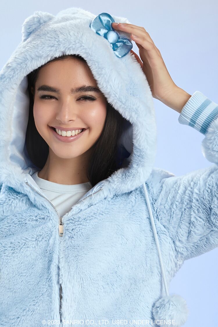 Faux Fur Angel Hello Kitty Zip-Up Hoodie