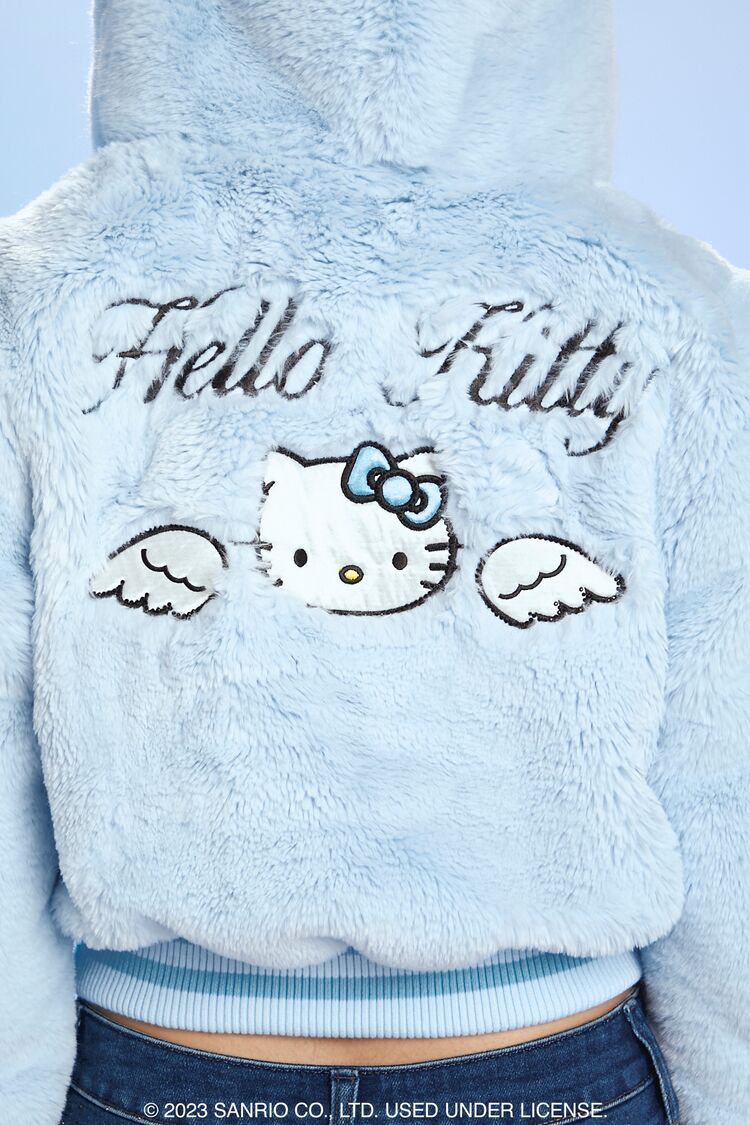Faux Fur Angel Hello Kitty Zip-Up Hoodie