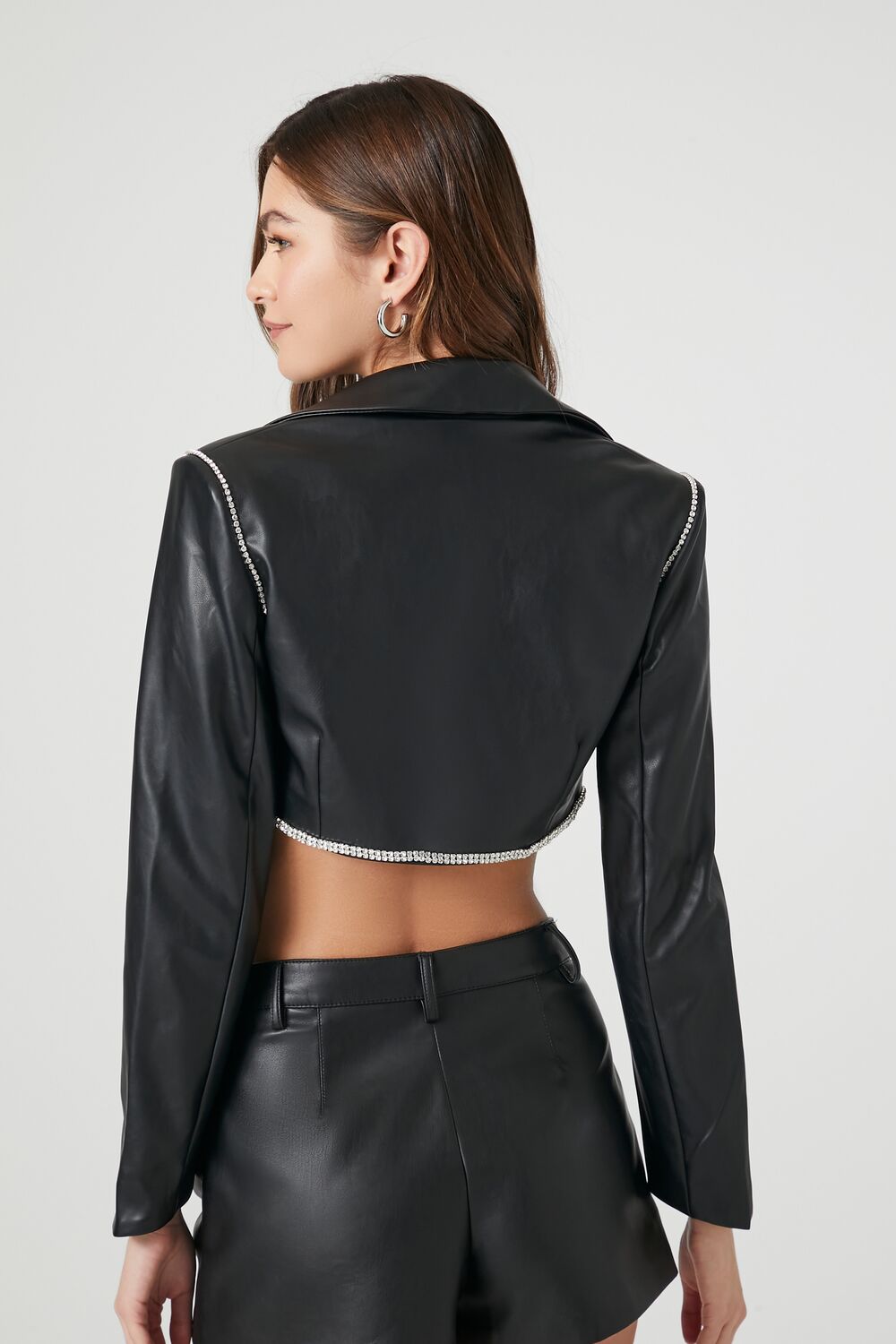 Cropped Faux Leather Jacket