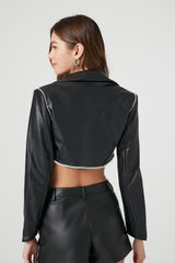 Cropped Faux Leather Jacket