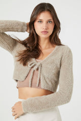 Fuzzy Cropped Cardigan Sweater