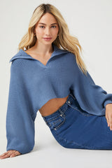 Split-Neck Sweater Crop Top