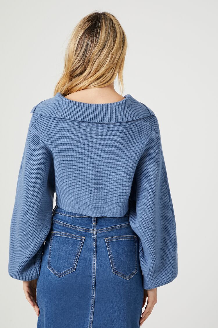 Split-Neck Sweater Crop Top