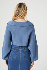 Split-Neck Sweater Crop Top