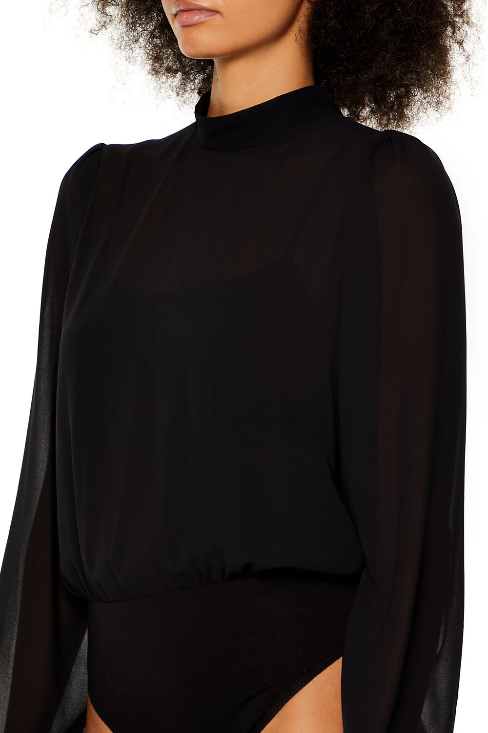 Chiffon Mock Neck Bodysuit
