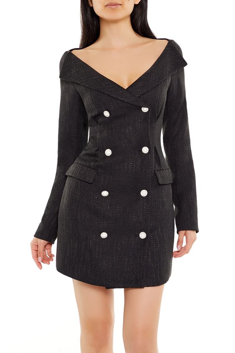 Tweed Double-Breasted Mini Dress
