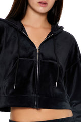 Velour Zip-Up Hoodie