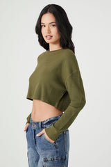 Boxy Ribbed Knit Crop Top
