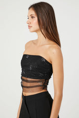 Sequin Mesh Tube Top