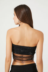 Sequin Mesh Tube Top