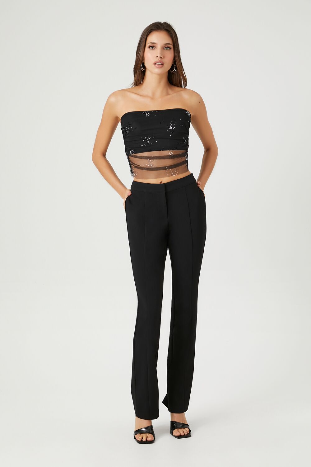 Sequin Mesh Tube Top