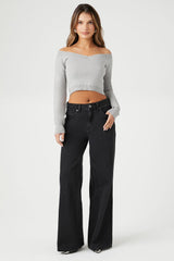 Cropped Off-the-Shoulder Sweater