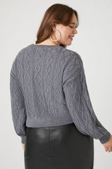Plus Size Rhinestone Cable Knit Sweater