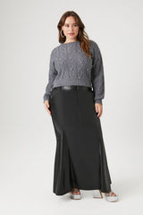 Plus Size Rhinestone Cable Knit Sweater