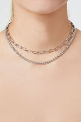 Layered Anchor & Curb Chain Necklace