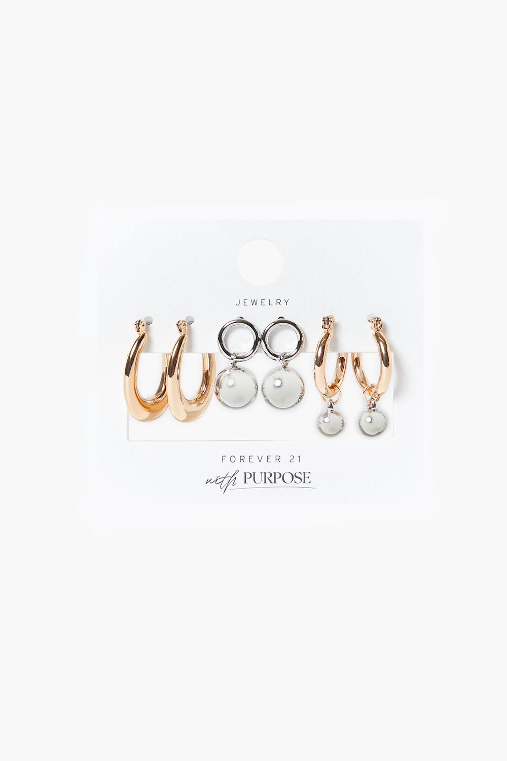 Geo Hoop Rhinestone Earring Set