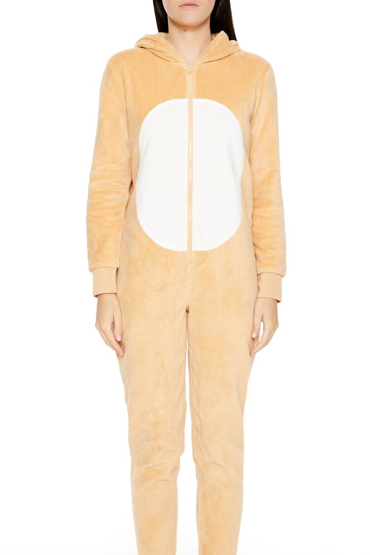 Hooded Reindeer Print Jumpsuit