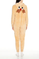 Hooded Reindeer Print Jumpsuit