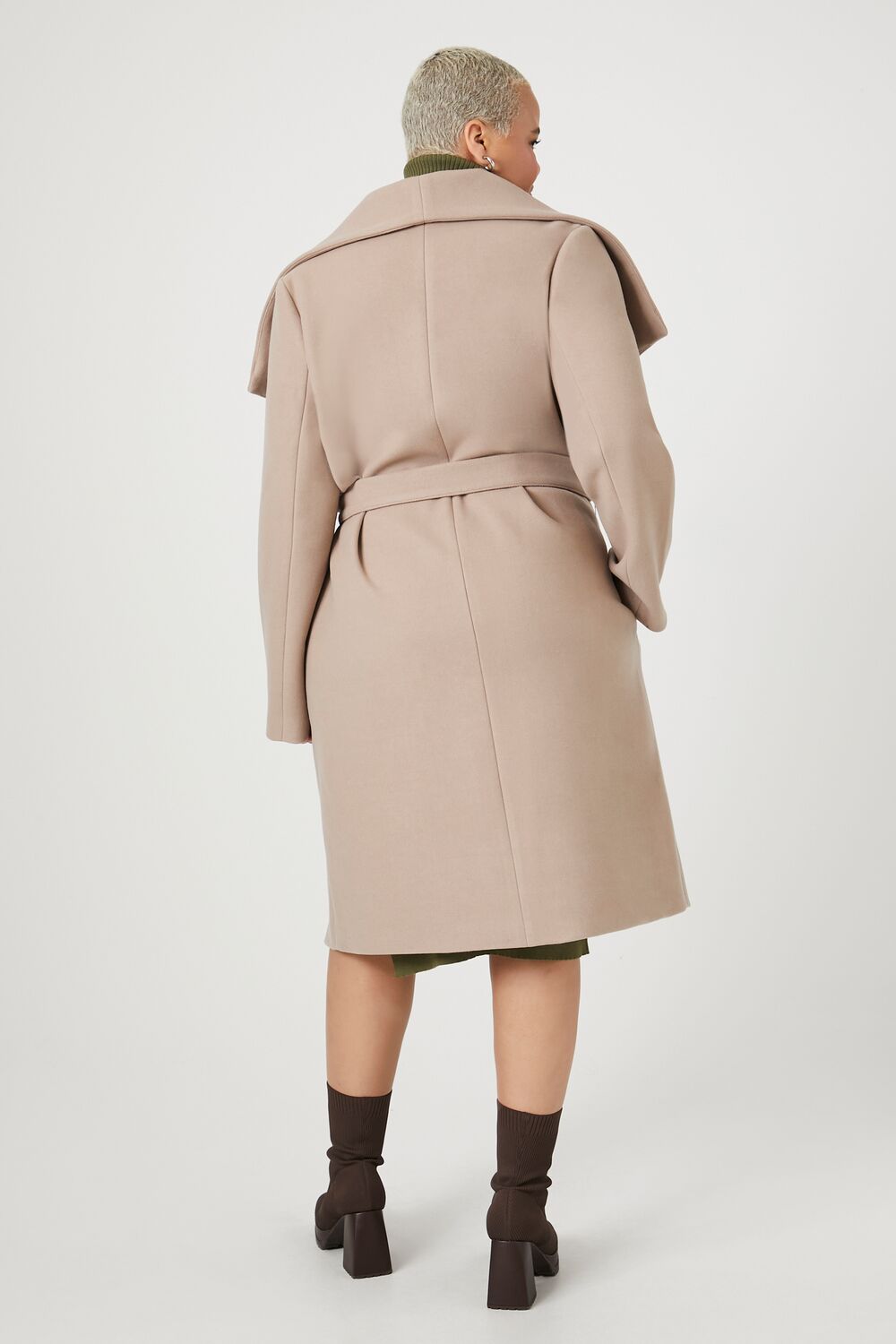 Plus Size Tie-Front Longline Coat