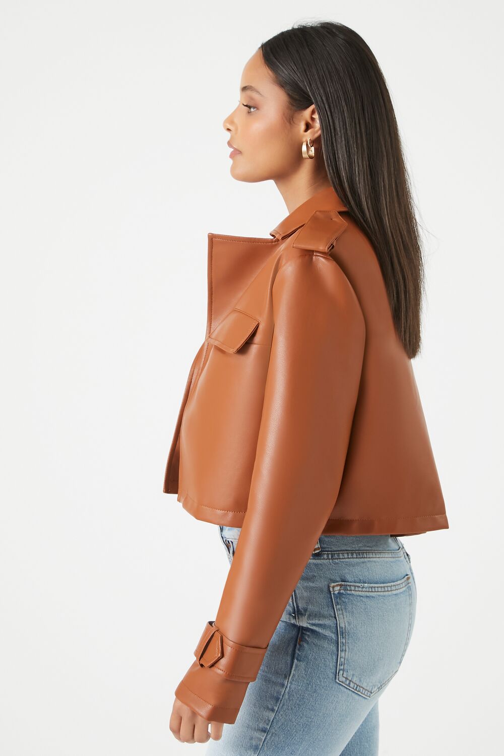 Cropped Faux Leather Jacket