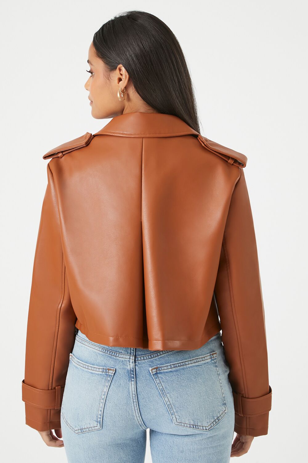 Cropped Faux Leather Jacket