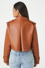 Cropped Faux Leather Jacket