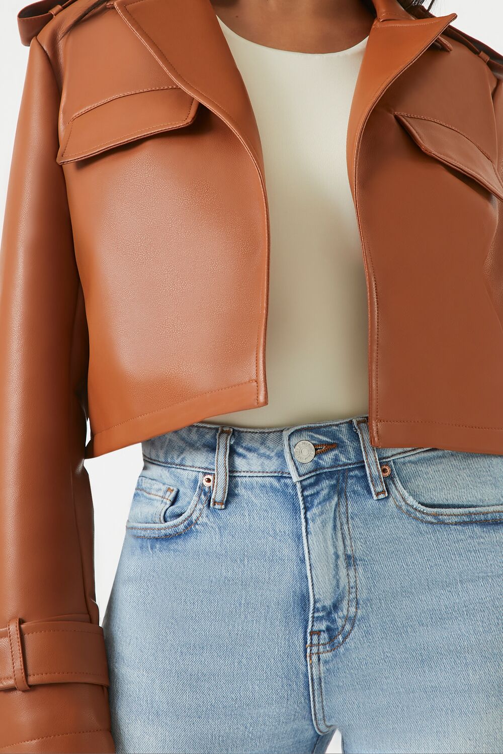 Cropped Faux Leather Jacket