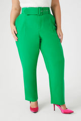 Plus Size Belted Trouser Pants