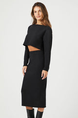 Sweater-Knit Crop Top & Skirt Set