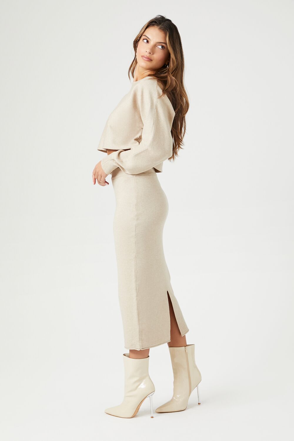 Sweater-Knit Crop Top & Skirt Set