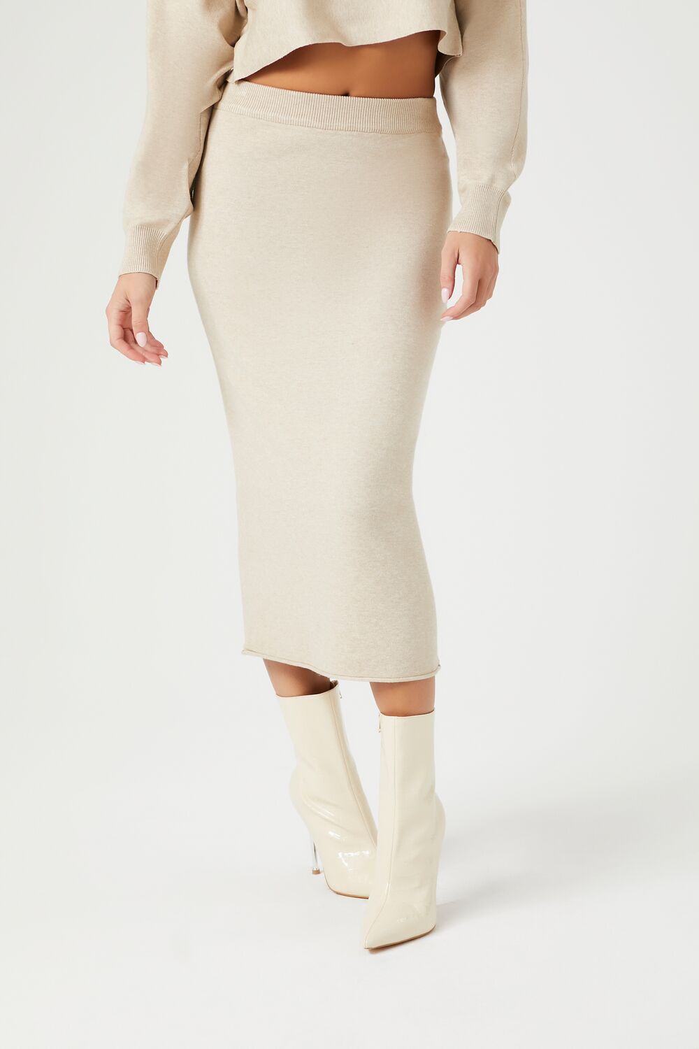 Sweater-Knit Crop Top & Skirt Set