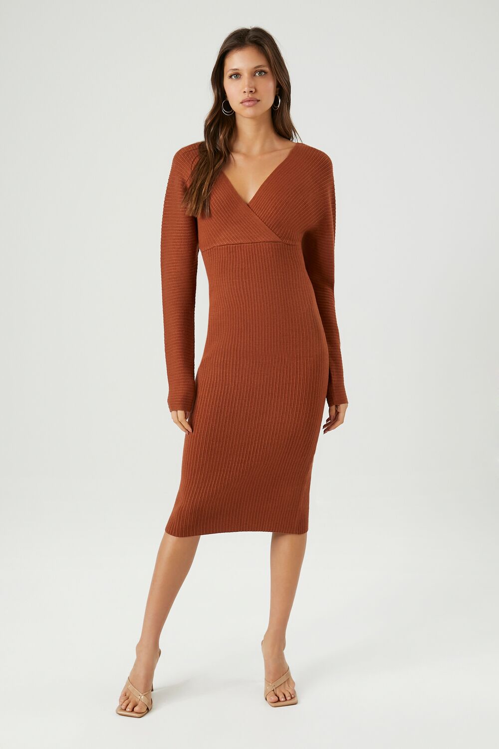 Surplice Midi Sweater Dress