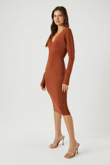 Surplice Midi Sweater Dress