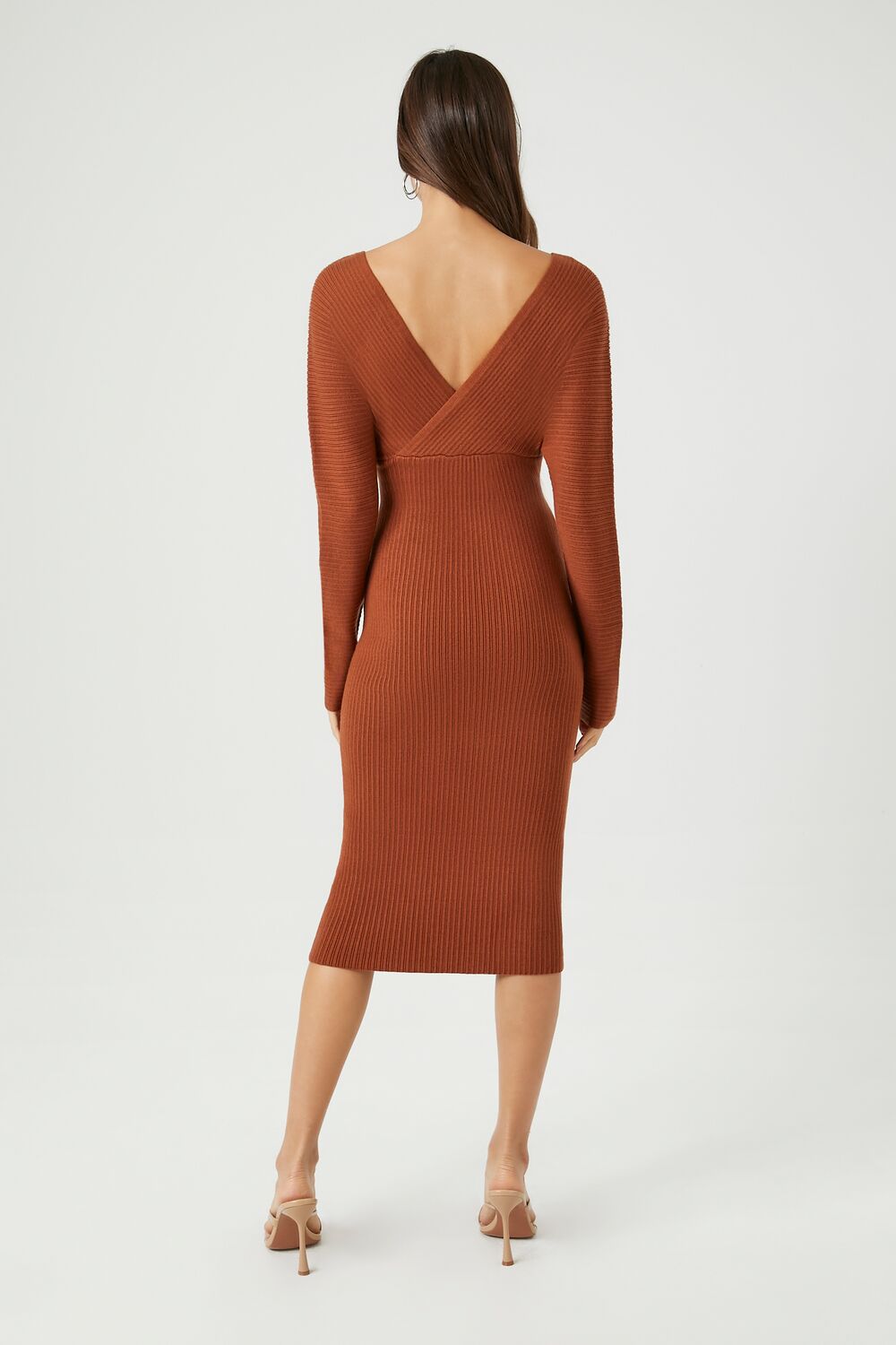 Surplice Midi Sweater Dress