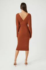 Surplice Midi Sweater Dress