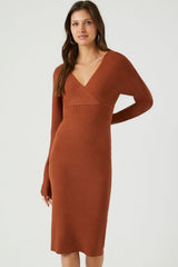 Surplice Midi Sweater Dress