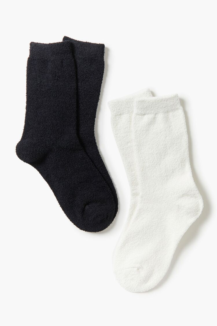Fuzzy Knit Crew Socks Set - 2 pack
