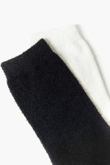 Fuzzy Knit Crew Socks Set - 2 pack