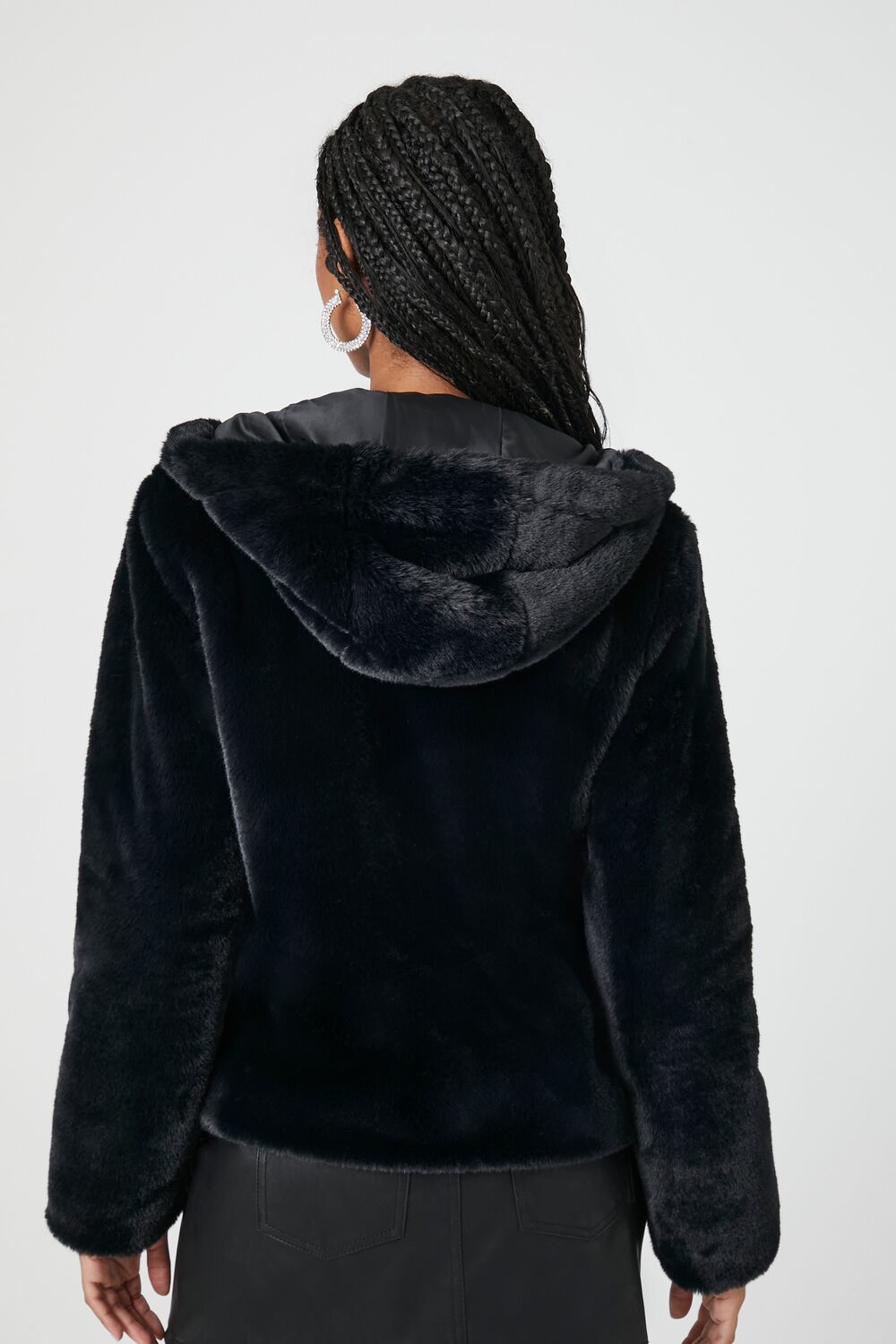 Plush Faux Fur Zip-Up Hoodie