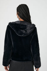 Plush Faux Fur Zip-Up Hoodie