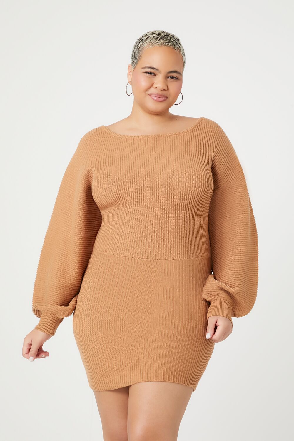 Plus Size Peasant-Sleeve Sweater Dress